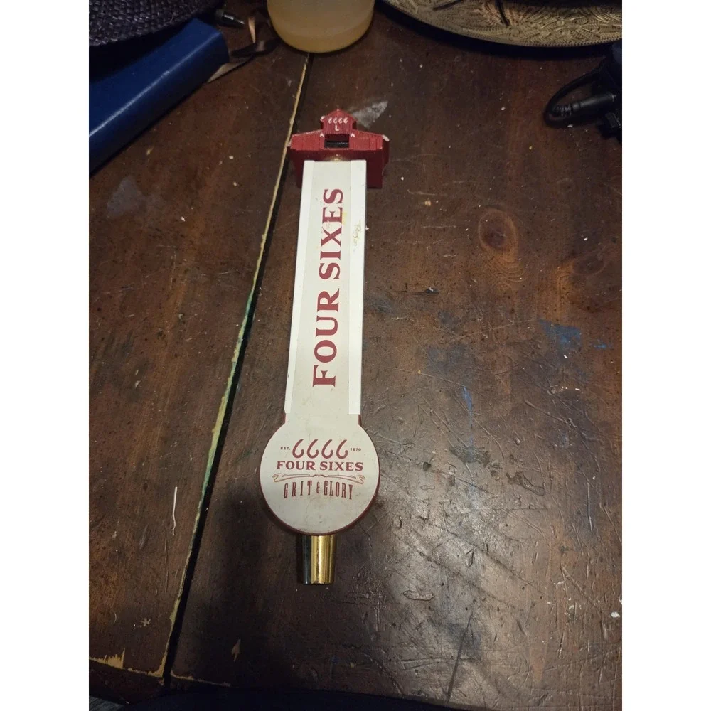 Four Sixes Grit & Glory Amber Lager Beer Tap Handle Red Barn Top Texas